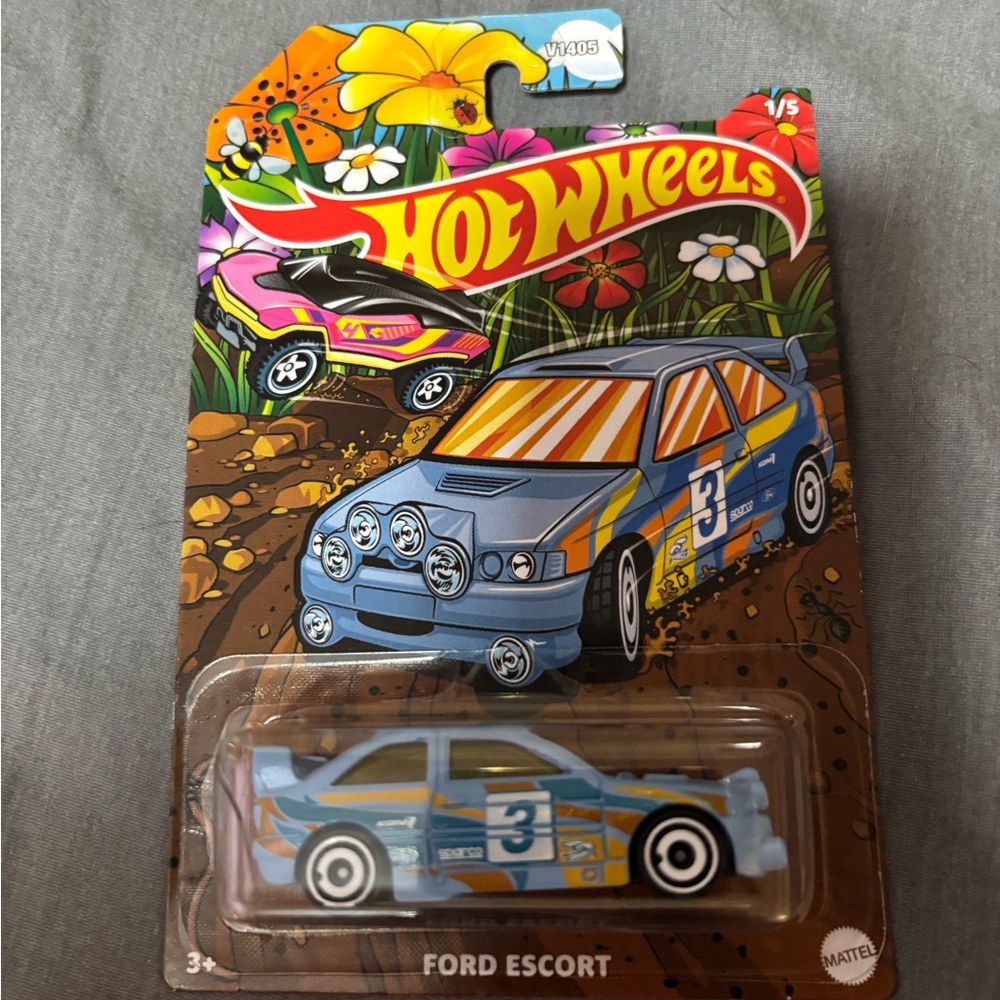 Kids Toy Ford Escort - Light Blue & Orange Rally Car